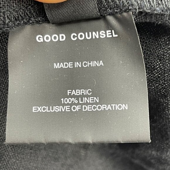 Good Counsel Black 100% Linen Short Sleeve Button Front Shirt - Picture 7 of 9